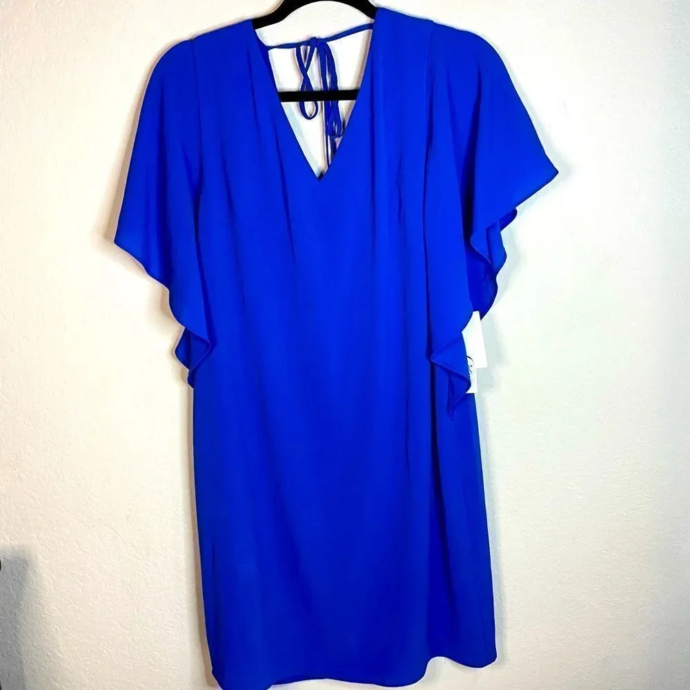 Eliza J NWT Shift V-neck Dress Ruffled Sleeves